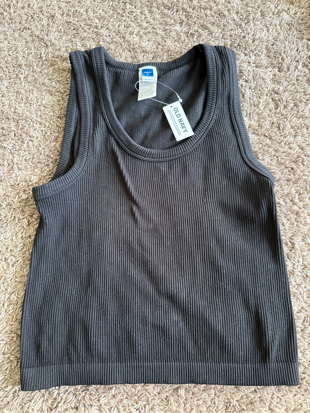 Old Navy Women's Ribbed Scoop Tank Top in Charcoal Gray